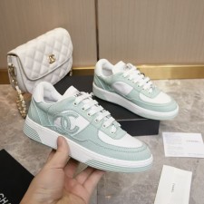 샤넬 스니커즈 코튼 & 라이트 터콰이즈 화이트